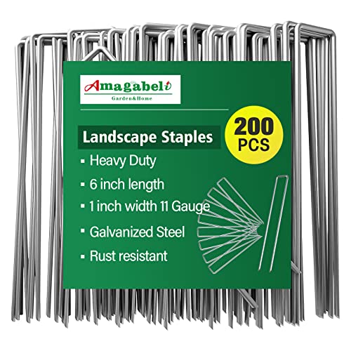 Amagabeli Garden Home Anti-Rost Erdanker 200 Stück Aus Gehärtetem Stahl Gartenheftklammern Premium - U-förmig - Stabile Bodenanker für Unkrautvlies Gartenvlies Zaun Camping 150 MM Durchmesser Ø 3MM von Amagabeli Garden Home