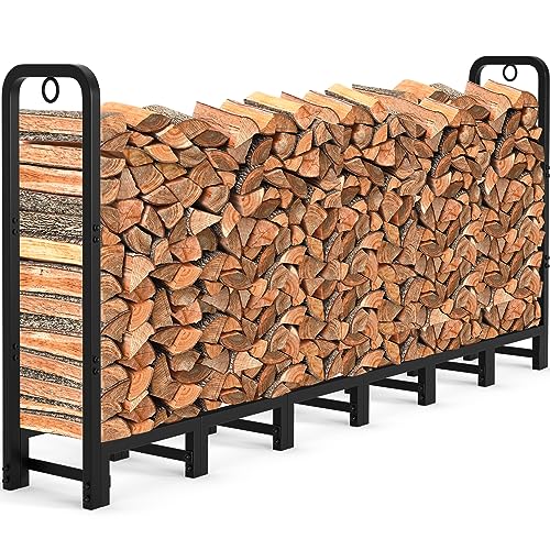 Amagabeli 244cmx36cmx121cm kaminholzregal aussen für den Außenbereich für Kamin Schwerlast-Brennholzstapel-Lagerregale für Terrasse Metall-Holz-Halter-Ständer Stahlrohr-Holz-Stapler-Werkzeuge Schwarz von Amagabeli Garden Home