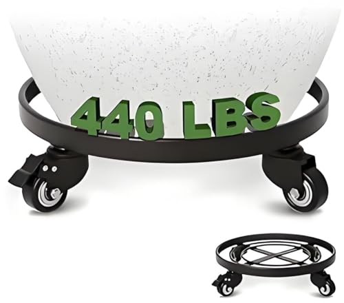 Amagabeli 2er Set Pflanzenroller Rund 36cm, Carbon Stahl Transportwagen für Blumentöpfe Indoor/Outdoor - Leichter Pflanzen-Dolly mit 360° Rädern für Garten, Terrasse & Haushalt (Schwarz)​ von Amagabeli Garden Home