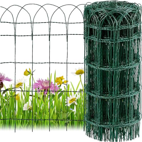 AMAGABELI GARDEN & HOME Gartenzaun Bordüre Ziergeflecht 0.65M x 25M Dekorative Verzinktem Draht RAL6005 PVC Beschichteter Gartenzaun Metall Zaunelementen Gartenzaun Dekorative Zaun Komplettset DA139 von AMAGABELI GARDEN & HOME