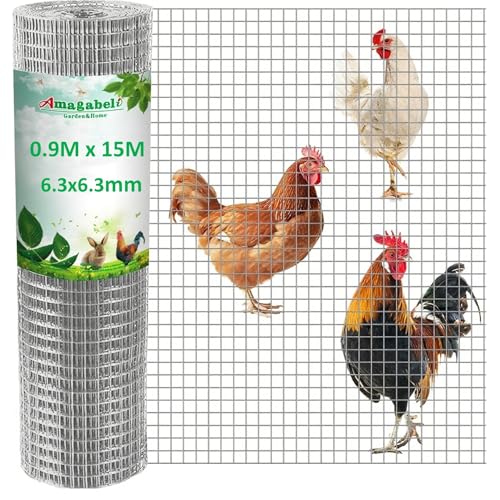 Amagabeli 0.9m X 15m Hasendraht Volierendraht 6.3x6.3mm Feinmaschig Wühlmausgitter Für Hochbeet Zaun Hühnerdraht Maschendrahtzaun Kaninchendraht Verzinkt Drahtgitter Feuerverzinkt von Amagabeli Garden Home