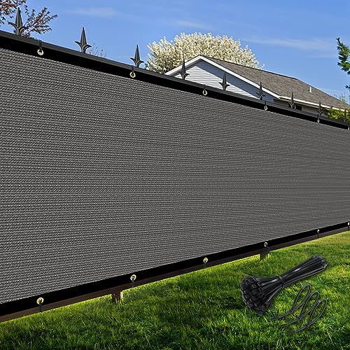 Amagenix Dunkelgrauer Sichtschutzzaun, 1,8 m x 15,7 m, Schattenabdeckung mit Messingösen, robuste Schutzabdeckung, Netz-Zaun für Außenbereich, Garten, Hinterhof von Amagenix