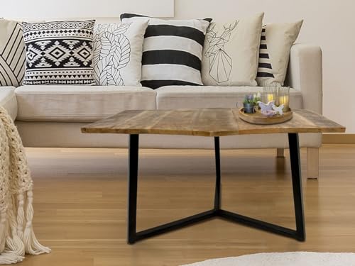 Amago home Couchtisch 74x56 cm nachhaltig Wohnzimmer Tisch Beistelltisch Lyon Metallgestell Farbe schwarz matt - Tabacco von Amago home
