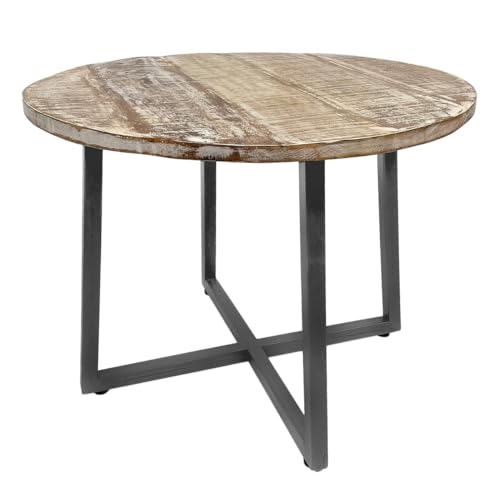 Amago home Couchtisch Ø 60 cm Wohnzimmer Tisch Beistelltisch Gestell Metall Tischplatte vollmassiv Farbe weiß gekälkt Amago home Couchtisch Ø 60 cm Wohnzimmer Tisch Beistelltisch Gestell Metall Tischplatte vollmassiv Farbe weiß gekälkt von Amago home