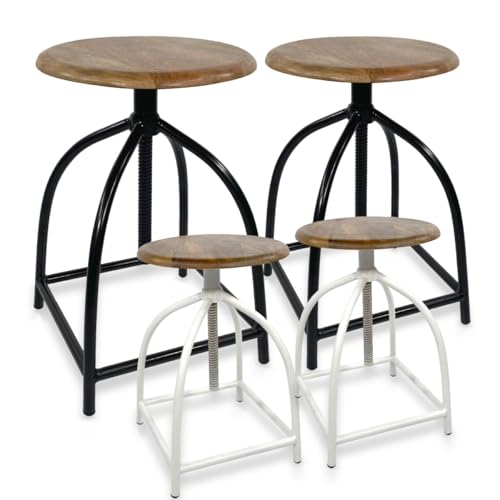 Amago home Drehhocker Set 2 Stück Barhocker Hocker Drehstuhl höhenverstellbar Liverpool Holz Metall-Gestell Farbe schwarz matt - Tabacco von Amago home