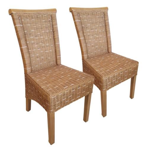 Amago home Esszimmer Stühle Set 2 Stück Rattanstühle Esstisch Stühle Perth braun Korbstühle Farbe ohne Sitzkissen von Amago home