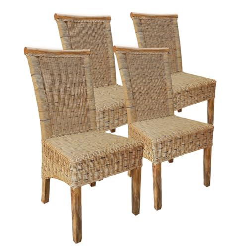 Amago home Esszimmerstühle Set 4 Stück Rattanstuhl Tabacco Perth Rattan Stuhl Korbstuhl nachhaltig Farbe ohne Sitzkissen von Amago home