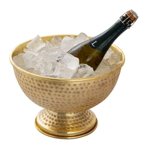 Amago home Flaschenkühler Weinkühler Metall ø 29 cm Sektkühler rund Eiskühler Champagnerkühler Farbe Gold von Amago home