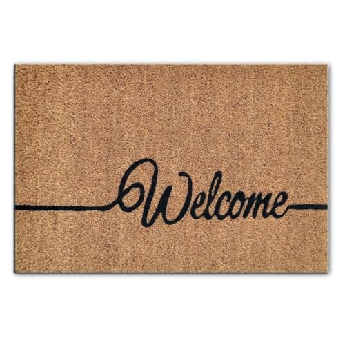 Amago home Fußmatte Kokosmatte 60x40cm Türvorleger Fußabtreter Schmutzfangmatte Rutschfester Latexrücken Farbe Welcome von Amago home