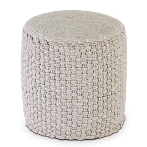 Amago home Hocker Sitzhocker Merino Pouf Indoor Outdoor ø40 H45cm Sitzpouf nachfüllbar Farbe Silbergrau von Amago home