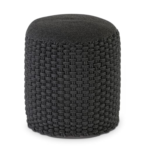 Amago home Hocker Sitzhocker Merino Pouf Indoor Outdoor ø40 H45cm Sitzpouf nachfüllbar Farbe anthrazit - grau von Amago home