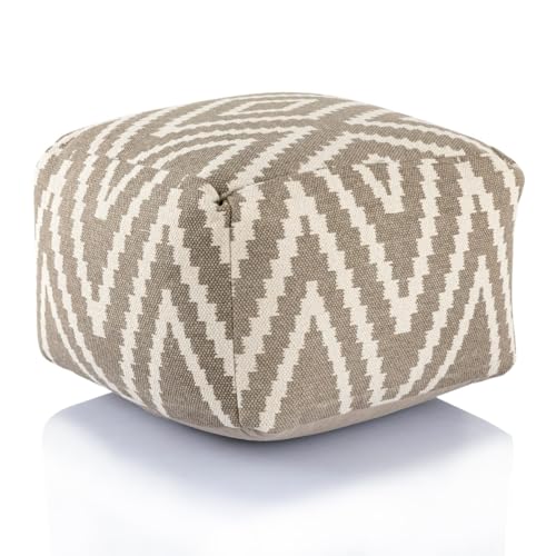 Amago home Kelim Sitzwürfel 50x50 H35cm Pouf Fußhocker Sitzhocker Bodenkissen Fußschemel Farbe Taupe von Amago home