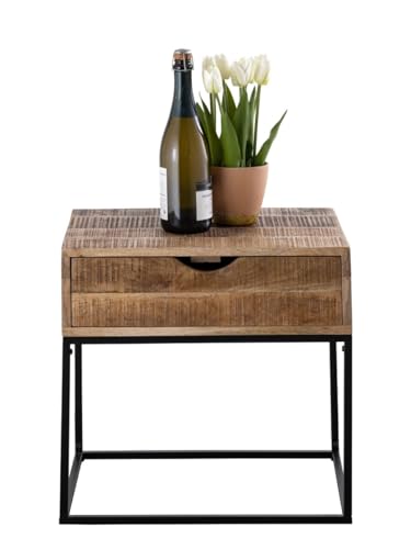 Amago home Nachtschrank Holz massiv Nachtkästchen 45x45x35cm Nachtkonsole Beistelltisch Metall Gestell Amago home Nachtschrank Holz massiv Nachtkästchen 45x45x35cm Nachtkonsole Beistelltisch Metall Gestell von Amago home
