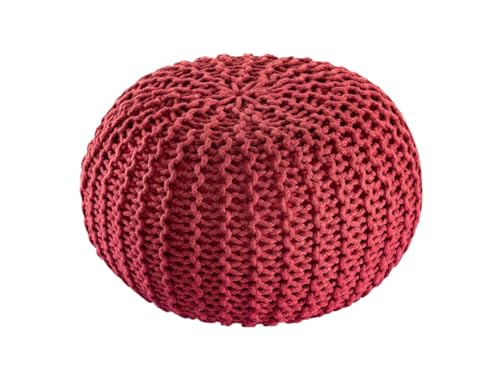 Amago home Pouf Outdoor ø 55 o. 45cm Bodenkissen Sitzpouf Hocker wetterfest pflegeleicht & nachhaltig Größe ø 45 cm, Farbe Rostbraun - Ruby Wine von Amago home