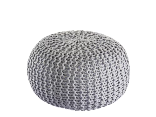 Amago home Pouf Outdoor ø 55 o. 45cm Bodenkissen Sitzpouf Hocker wetterfest pflegeleicht & nachhaltig Größe ø 45 cm, Farbe grau - Silbergrau von Amago home