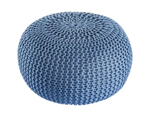 Amago home Pouf Outdoor ø 55 o. 45cm Bodenkissen Sitzpouf Hocker wetterfest pflegeleicht & nachhaltig Größe ø 55 cm, Farbe blau - Mallard Blue von Amago home