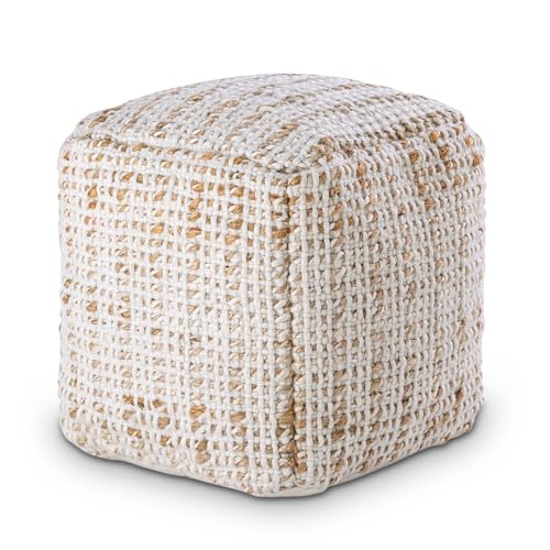 Amago home Sitzhocker Sitzpouf Jute Bodenkissen rund quadratisch Deko Hocker Fußhocker Farbe quadratisch 40x40x40 von Amago home