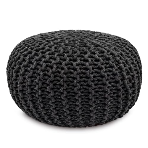 Amago home Sitzpouf Strickhocker Pouf Ø45 H30cm Bodenkissen Indoor Baumwolle nachhaltig recycelt Farbe steingrau von Amago home