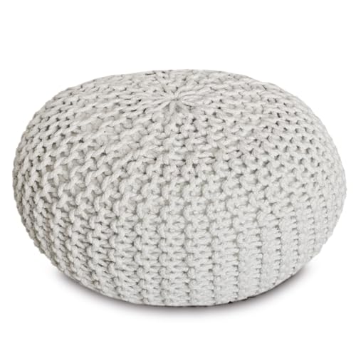 Amago home Sitzpouf Strickhocker Pouf Ø45 H30cm Bodenkissen Indoor Baumwolle nachhaltig recycelt Farbe weiß von Amago home