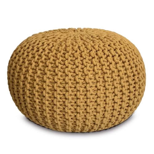 Amago home Strickhocker Pouf Ø45 o. 55cm Bodenkissen Sitzpouf XXL Baumwolle nachhaltig Größe ø 45 cm, Farbe gelb Amago home Strickhocker Pouf Ø45 o. 55cm Bodenkissen Sitzpouf XXL Baumwolle nachhaltig Größe ø 45 cm, Farbe gelb von Amago home