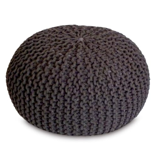 Amago home Strickhocker XXL Pouf Ø55 H37cm Bodenkissen Sitzpouf Baumwolle nachhaltig Farbe braun von Amago home