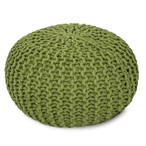 Amago home Strickhocker XXL Pouf Ø55 H37cm Bodenkissen Sitzpouf Baumwolle nachhaltig Farbe grün von Amago home