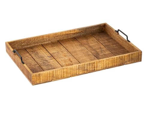 Holztablett Serviertablett XXL 57x39cm Tablett Holz Deko Tablett aus Mangoholz massiv von Amago home
