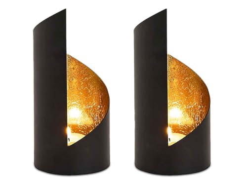 Kerzenständer Kerzenhalter Teelichthalter Metall schwarz Gold Farbe Zylinderform unregelmäßig Kerzenständer Kerzenhalter Teelichthalter Metall schwarz Gold Farbe Zylinderform unregelmäßig von Amago home