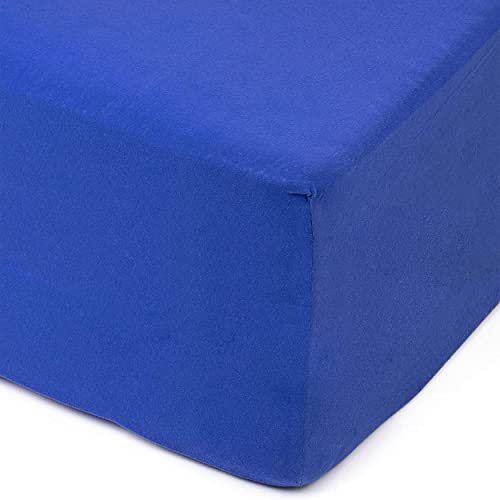 Amago - Spannbetttuch, 50 cm Steg, 100 prozent Baumwolle, 180 x 200 cm - Blau von Amago