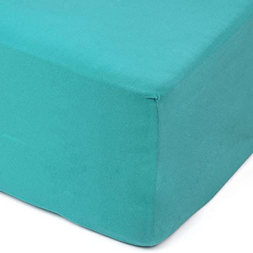 Amago - Spannbetttuch, 50 cm Steg, 100 prozent Baumwolle, 200 x 200 cm - Petrol Amago - Spannbetttuch, 50 cm Steg, 100 prozent Baumwolle, 200 x 200 cm - Petrol von Amago