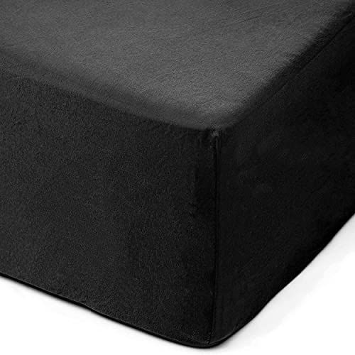 Amago - Spannbetttuch, 50 cm Steg, 100 prozent Baumwolle, 140 x 200 cm - Schwarz Amago - Spannbetttuch, 50 cm Steg, 100 prozent Baumwolle, 140 x 200 cm - Schwarz von Amago