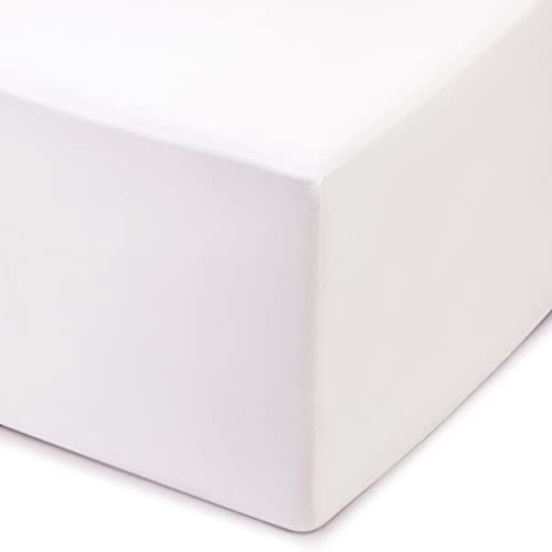 Amago - Spannbetttuch, 50 cm Steg, 100 prozent Baumwolle, 120 x 200 cm - Weiß von Amago