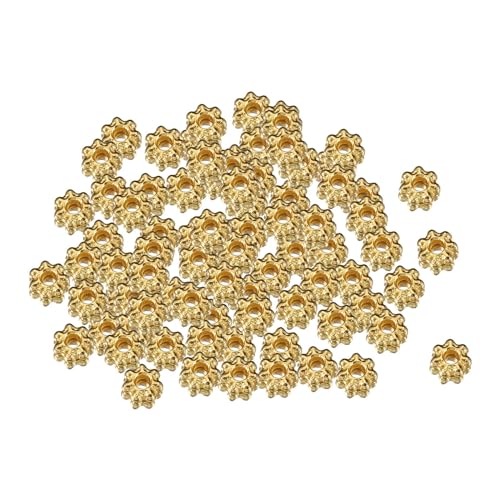 Amagogo 200 Stück Gänseblümchen-Abstandshalter Perlen Blumen lose Perlen DIY Perlen Kupfer Charm Blume Perlen für Schmuckherstellung Ringe Stirnband Gold von Amagogo