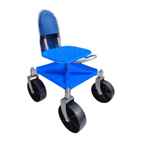 Amagogo Gartenwagen mit Rollsitz, Gartenhocker, Arbeitssitz, rutschfest, mit Rädern, Gartenstuhl für, Rasenbepflanzung, Blau mit Tasche von Amagogo