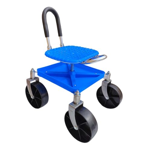 Amagogo Gartenwagen mit Rollsitz, Gartenhocker, Arbeitssitz, rutschfest, mit Rädern, Gartenstuhl für, Rasenbepflanzung, Blau von Amagogo
