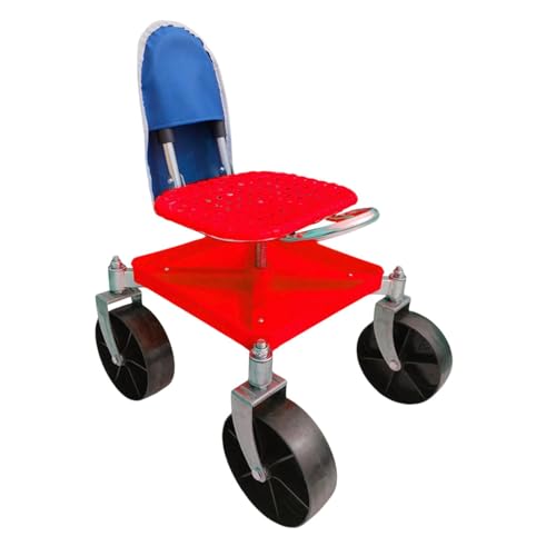 Amagogo Gartenwagen mit Rollsitz, Gartenhocker, Arbeitssitz, rutschfest, mit Rädern, Gartenstuhl für, Rasenbepflanzung, Rot mit Tasche von Amagogo