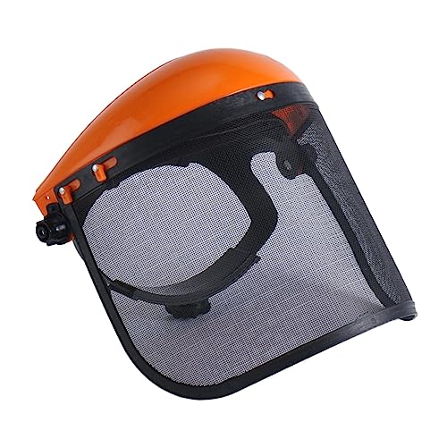 Amagogo Kettensägen-Gesichtsschutz, professioneller Schutz mit Stahldrahtgeflecht, stabiler, verstellbarer Kopfbandschutz für Gartenarbeit, Orange von Amagogo