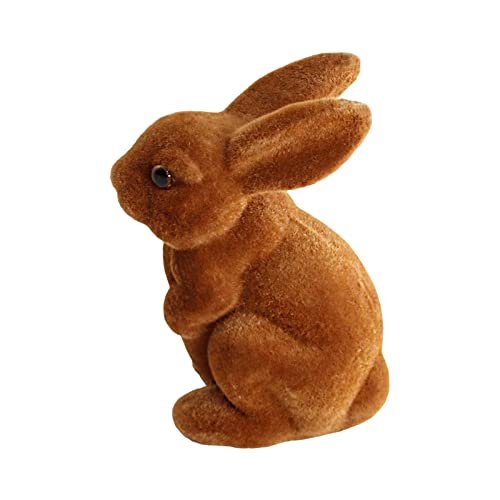 Amagogo Künstlicher Hase, Osterhase, Tierminiaturen, lebensechte, lebhafte Hasenfigur, beflockter Hase für Ostern, Garten, Fenster, Regale, Urlaub, Braun 19cmx11cmx7cm von Amagogo