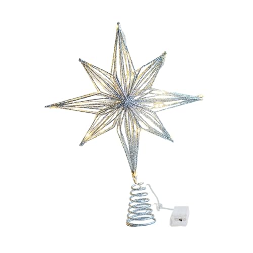 Amagogo LED-Weihnachtsbaumspitze, Feiertagsdekoration, Moderne Weihnachtsdekoration für Geschäft, Büro, Innenbereich, Funkelnde 3D-Weihnachtsbaumdekoration, 20 cm Silber von Amagogo