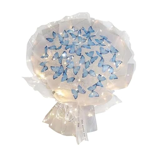 Amagogo Schmetterlingsstrauß-Blumenherstellungsset, dekorative, handgefertigte, unfertige Material-Kits, Blumenherstellungsmaterialien für die, blau 33 Schmetterling von Amagogo