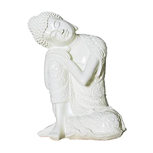 Amagogo Weiß 23cm Harz Schlafender Buddha Statue Skulptur Handgefertigte Sitzende Ruhende Buddha Figur für Home Desktop Office Decor von Amagogo