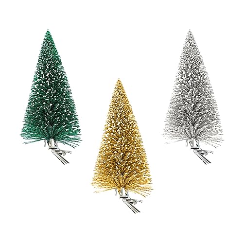 Amagogo Künstlicher Weihnachtsbaum mit Clip, Schneebäume, Winterornamente, Modellbäume, Miniatur-Baum für den Innen- und Außenbereich, 3 Stück von Amagogo