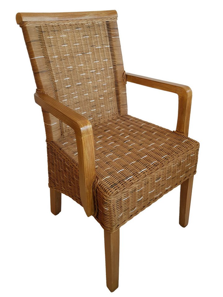 Amagohome Armlehnstuhl Esszimmer Stühle mit Armlehnen Rattanstühle braun Perth Korbstuhl Sess von Amagohome