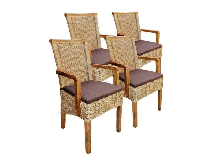 Amagohome Armlehnstuhl Rattanstühle Set 4 Stück Esszimmerstühle mit Armlehnen tabacco Perth K, mit Sitzkissen von Amagohome