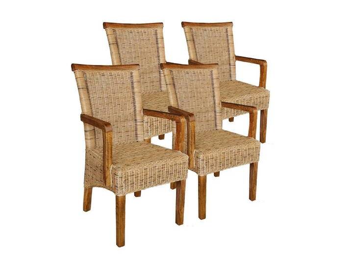 Amagohome Armlehnstuhl Rattanstühle Set 4 Stück Esszimmerstühle mit Armlehnen tabacco Perth K, ohne Sitzkissen von Amagohome