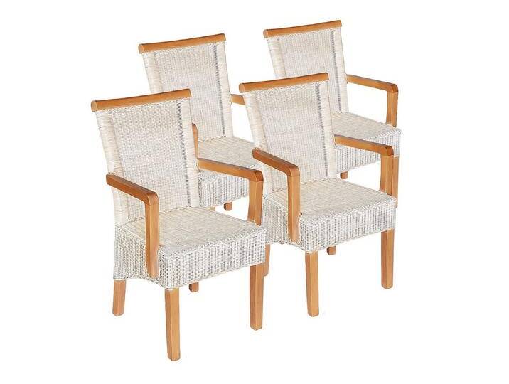 Amagohome Armlehnstuhl Rattanstühle mit Armlehnen Esszimmer Stühle Stuhl weiß Perth Sessel na, ohne Sitzkissen von Amagohome