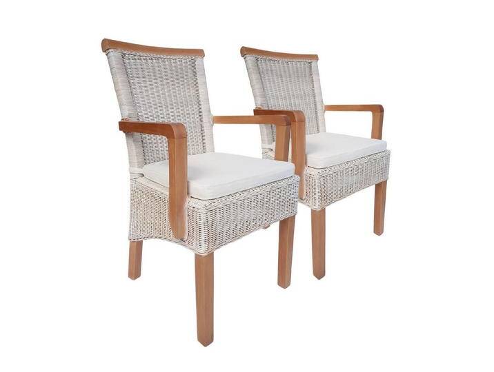Amagohome Armlehnstuhl Rattanstühle mit Armlehnen Esszimmer Stühle Stuhl weiß Perth Sessel na (2er Set) von Amagohome