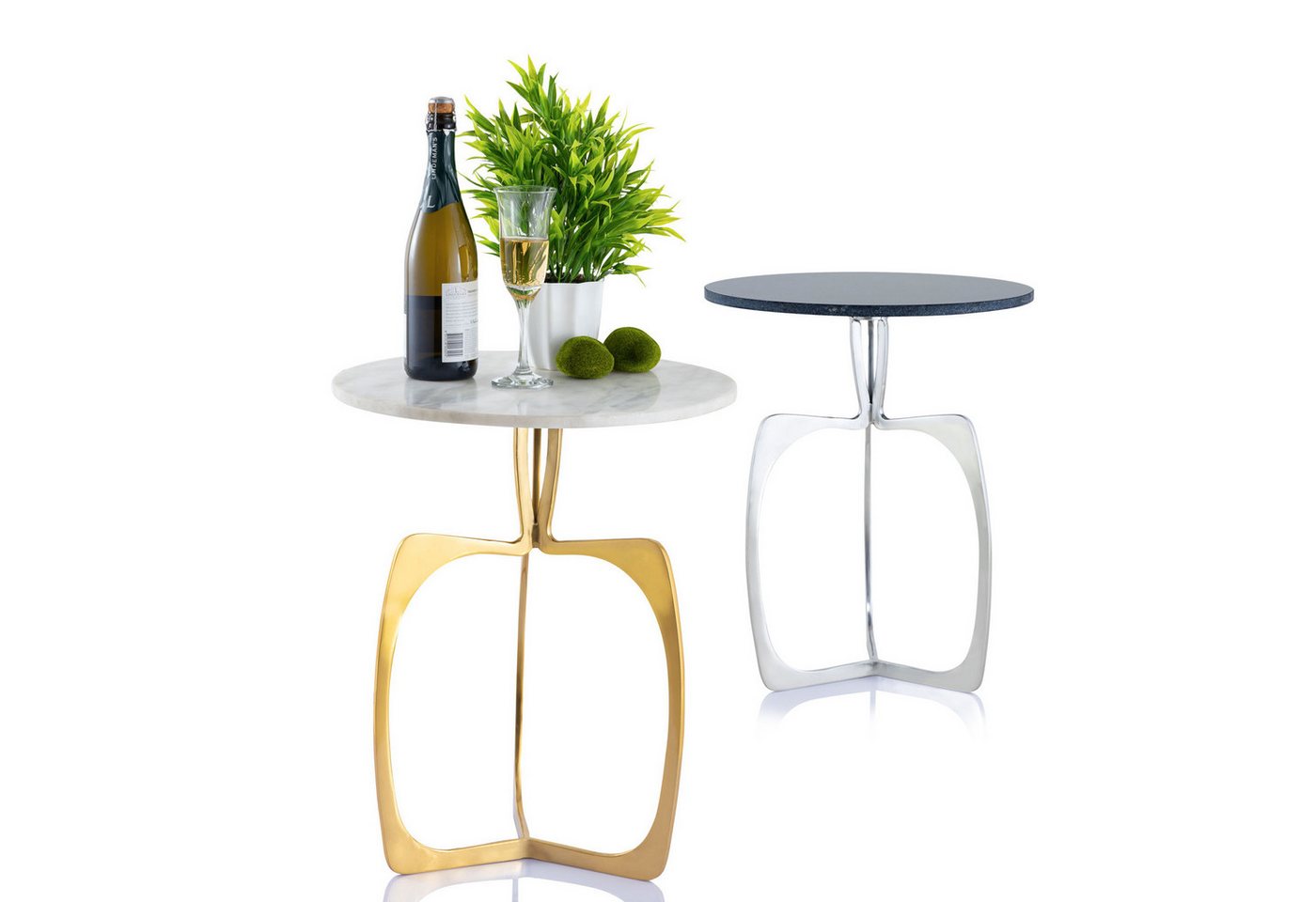 Amagohome Beistelltisch Beistelltisch Metall rund ø 45 x 56 cm Dekotisch Marmor Sohoo Gestell von Amagohome