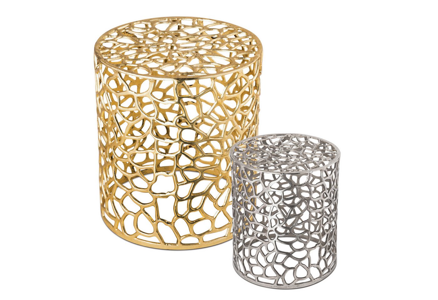 Amagohome Beistelltisch Beistelltisch Korallen-Design Metall Dekotisch ø 40 x 46 cm rund Alumi von Amagohome