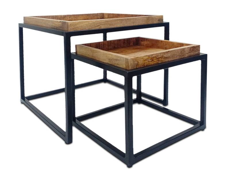 Amagohome Couchtisch Couchtisch 2er Set 54x54cm rechteckig u. Beistelltisch Satztisch Metal von Amagohome
